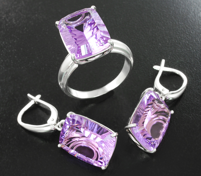 Серебро 925 Комплект с аметистами