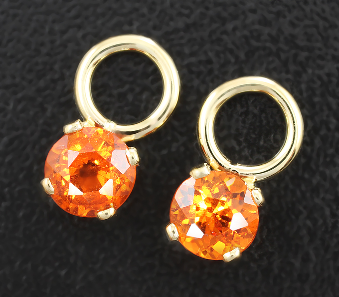 Золото Подвесы для серег со спессартинами гранатами