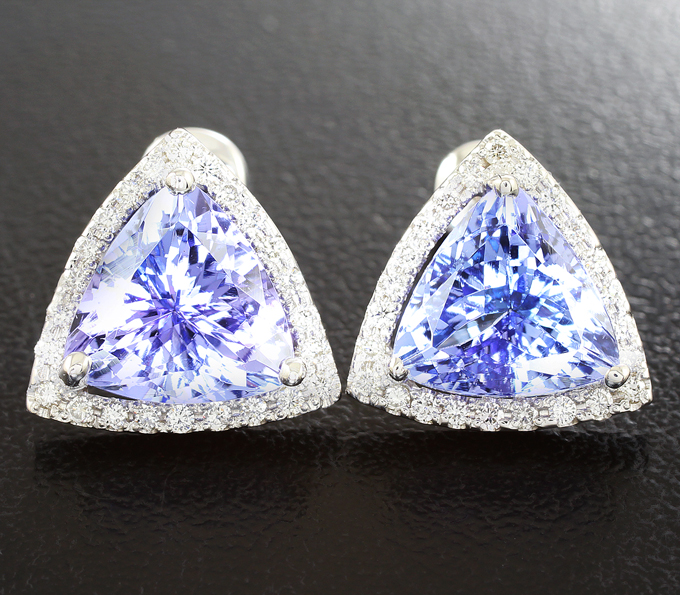 Золото Пусеты с танзанитами и бриллиантами