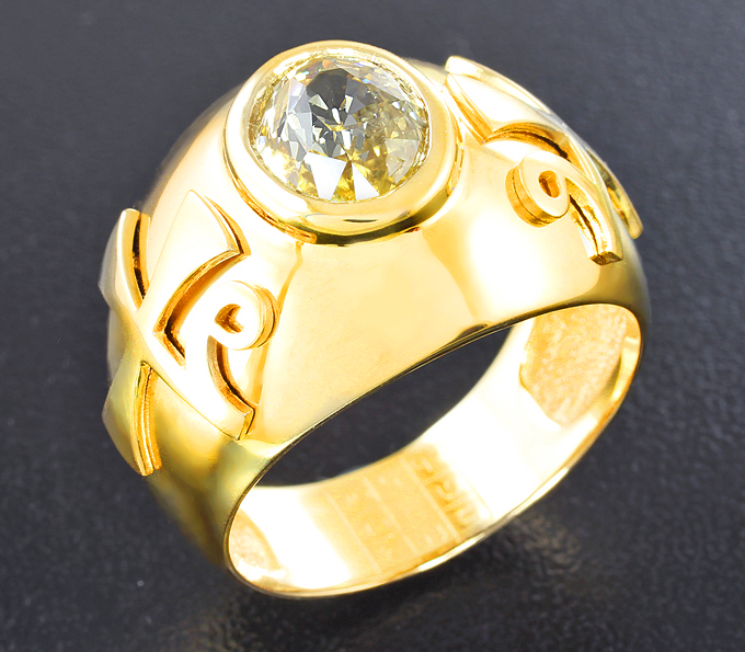 Золото Кольцо c желтым сапфиром