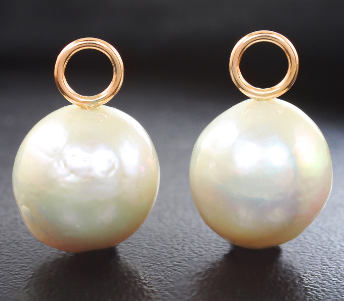 Золото Подвесы для серег с крупным морским жемчугом
