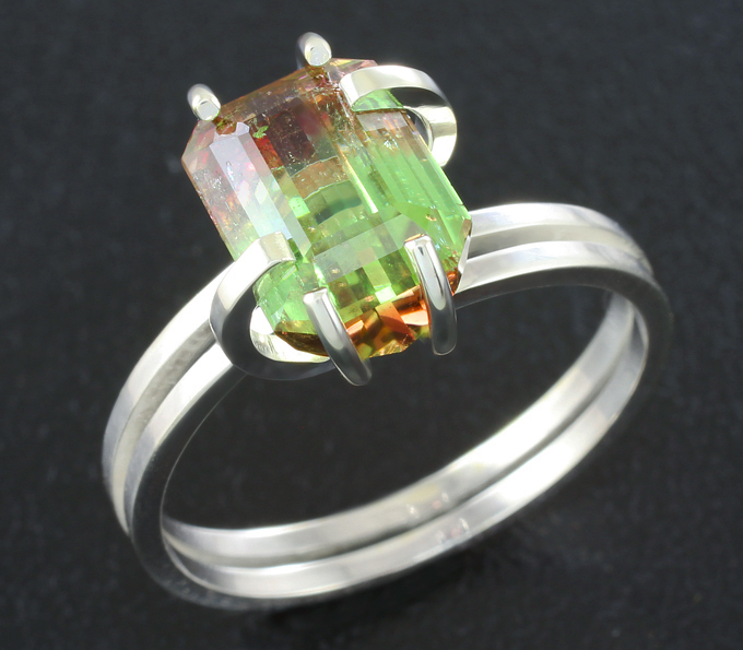 Серебро 925 Кольцо c арбузным турмалином