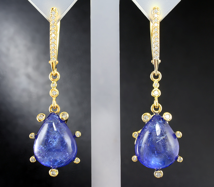 Золото Серьги с танзанитами и бриллиантами