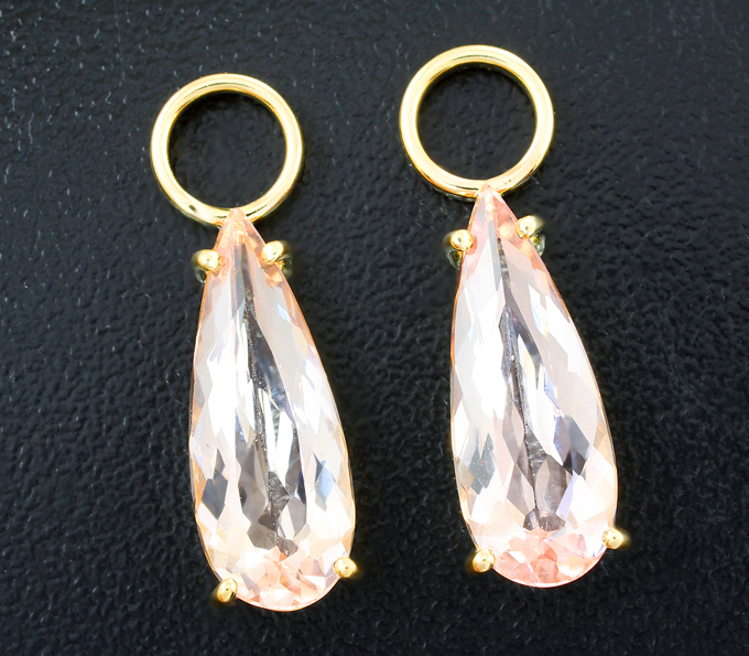 Золото Подвесы для серег с морганитами