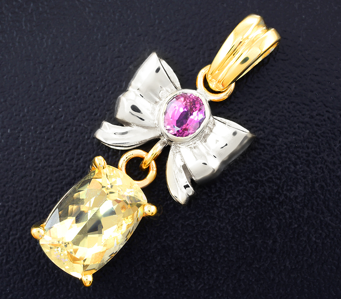 Золото Кулон с гелиодором и цоизитом