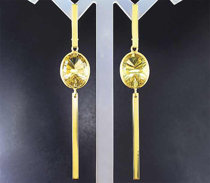 Серебро 925 Серьги с цитринами лазерной огранки 16,71 карата