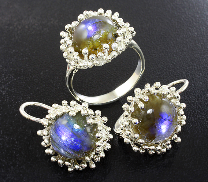 Серебро 925 Комплект с лабрадоритами