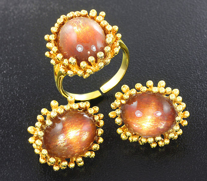 Серебро 925 Комплект с солнечными камнями