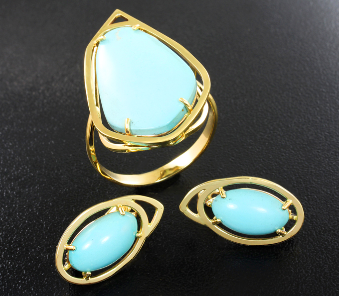 Золото Комплект с армянской бирюзой