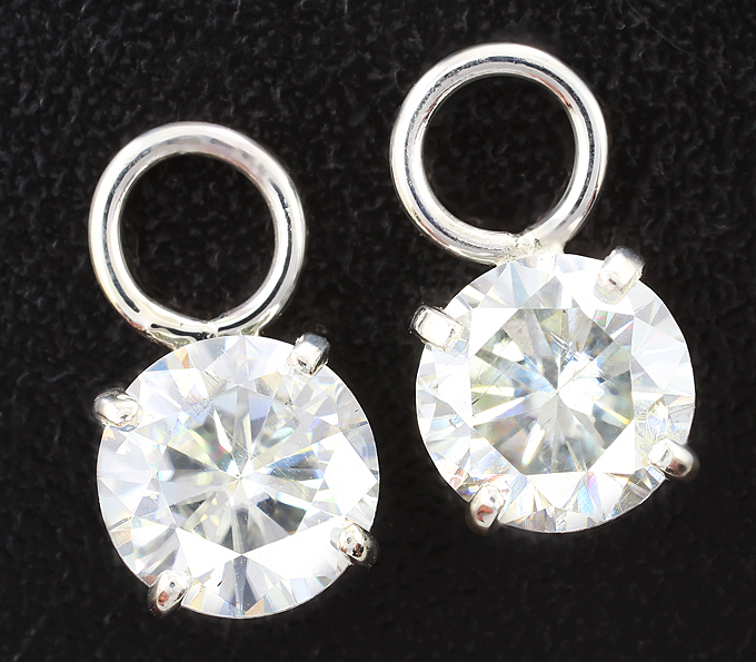 Серебро 925 Подвесы для серег с муассанитами 2,65 карата