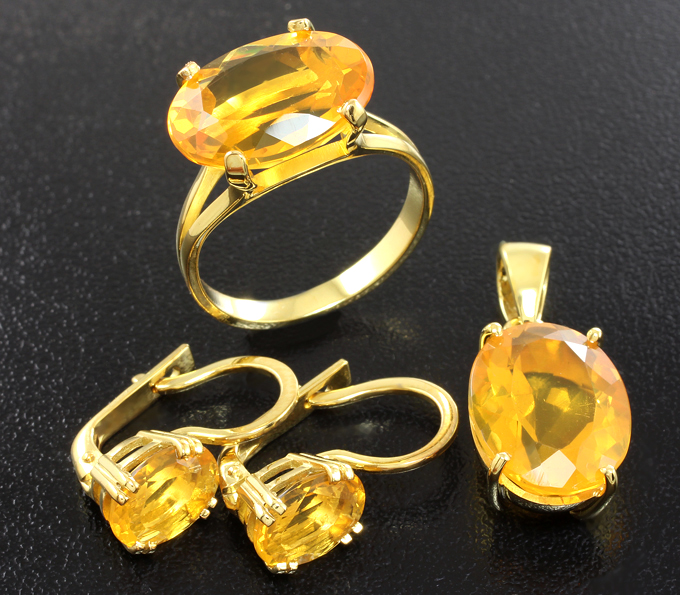 Серебро 925 Комплект с ограненными мексиканскими опалами