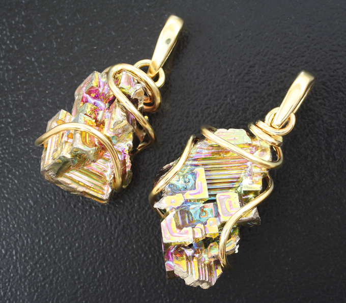 Золото Пара кулонов с кристаллами висмута 48,25 карата