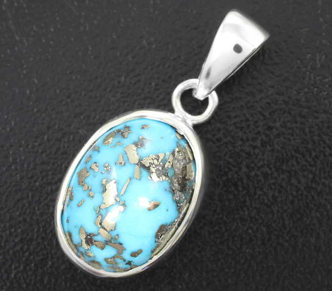Серебро 925 Кулон с аризонской бирюзой с пиритом