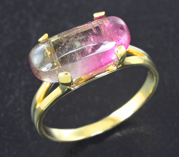 Золото Кольцо с полихромным турмалином 4,53 карата