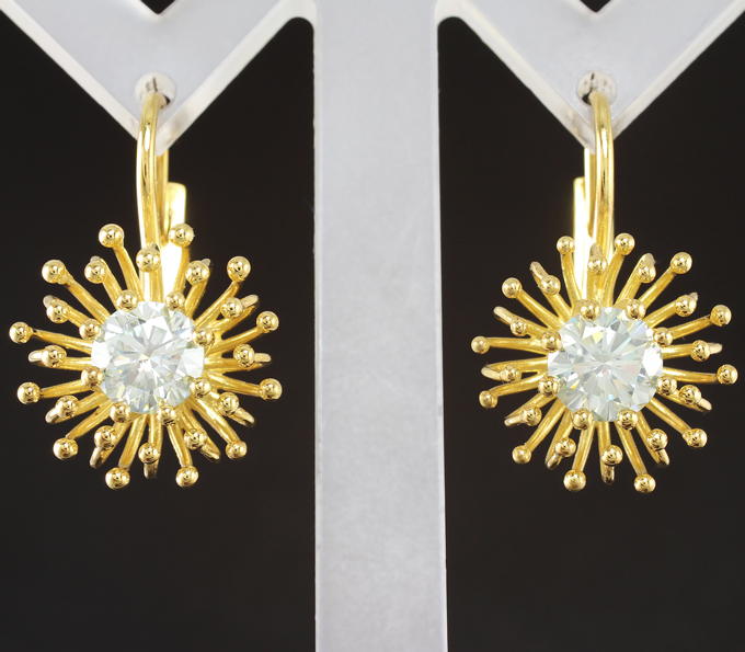 Серебро 925 Серьги с бесцветными муассанитами 2,34 карата