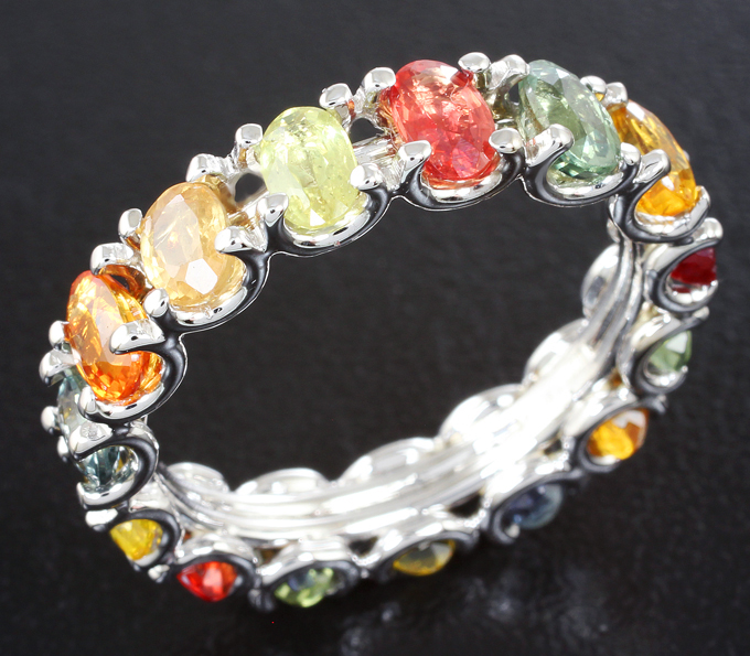 Золото Кольцо с разноцветными сапфирами 5,03 карата