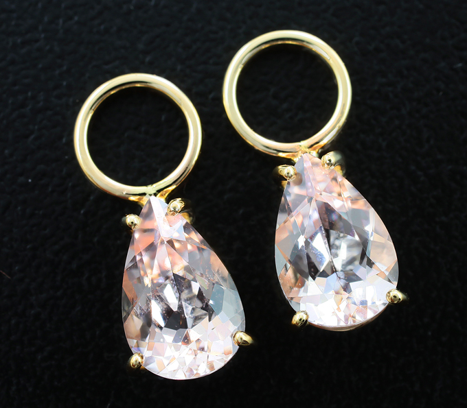 Золото Подвесы для серег с чистейшими морганитами 2,23 карата