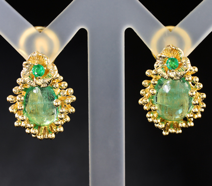 Золото Серьги с изумрудами 3,19 карата