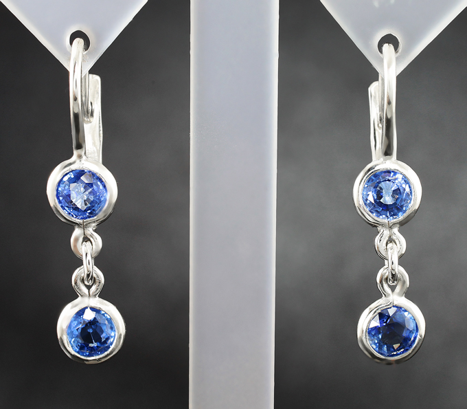 Серебро 925 Серьги с васильковыми кианитами 2,46 карата