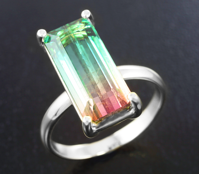 Золото Кольцо c арбузным турмалином