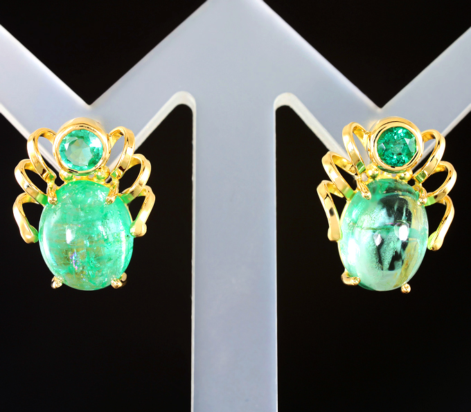 Золото Серьги с уральскими изумрудами 7,71 карата