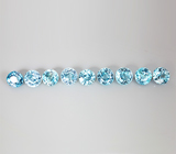 Набор из 9 голубых цирконов 7,27 карата