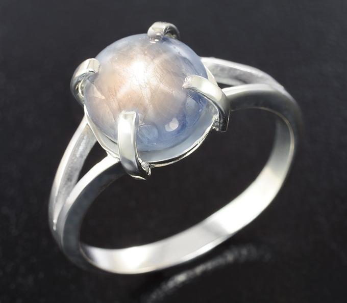 Серебро 925 Кольцо cо звездчатым сапфиром 5,27 карата