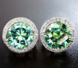 Серьги с крупными муассанитами 5,7 карат и бесцветными топазами