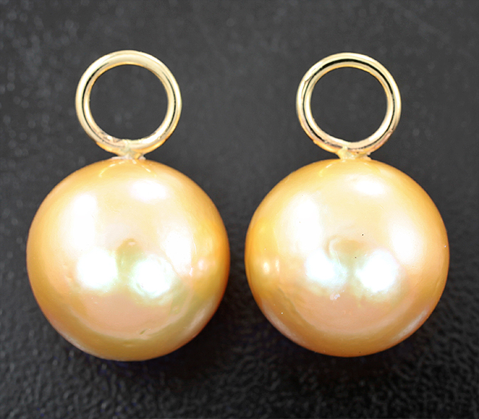 Золото Подвесы для серег с золотистым морским жемчугом 28,79 карата