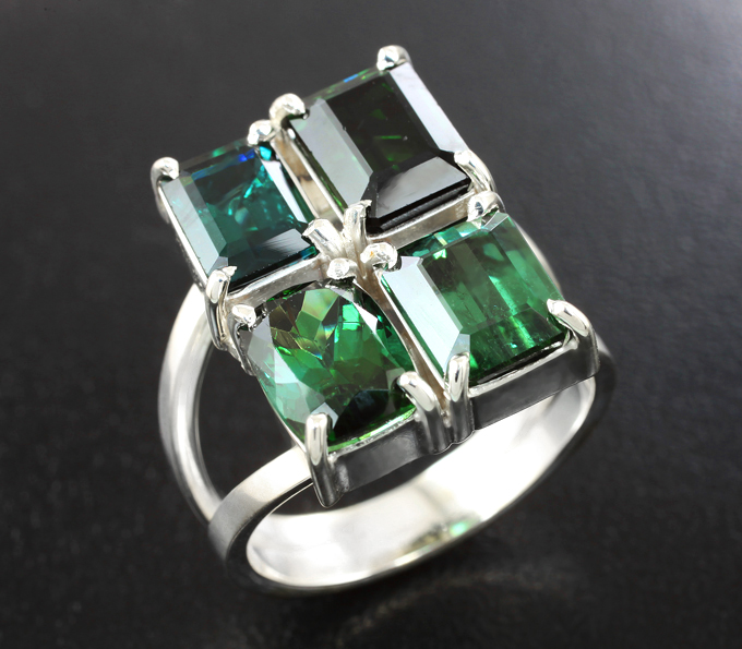 Серебро 925 Кольцо c турмалинами 7,21 карата