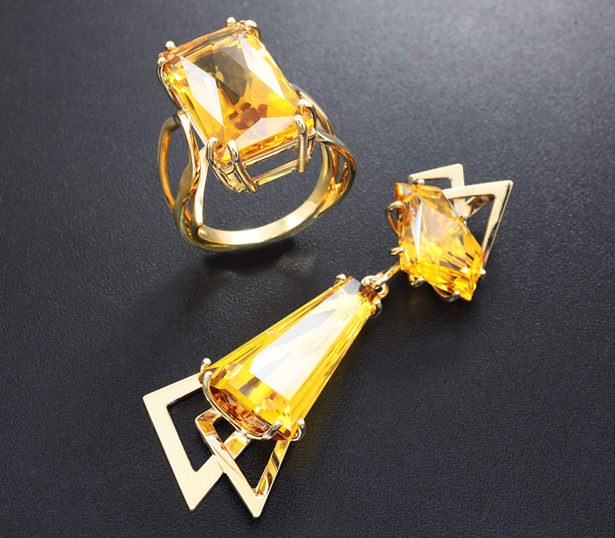 Золото Комплект с гелиодорами 31,12 карата