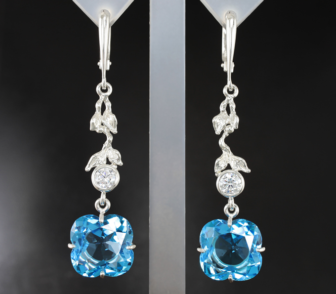 Серебро 925 Серьги с голубыми топазами 25,75 карата