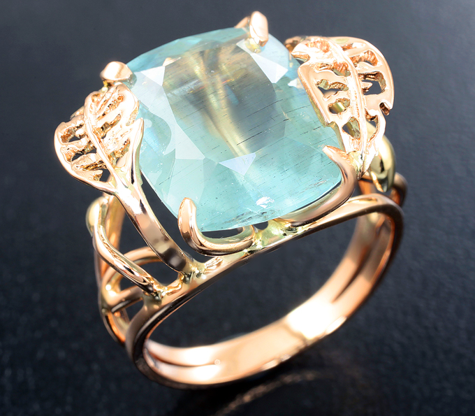 Золото Кольцо с аквамарином 7,28 карата