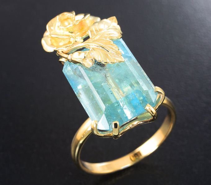 Золото Кольцо с аквамарином 8,71 карата