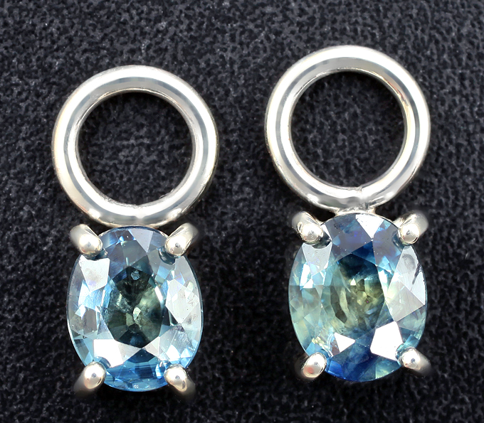 Серебро 925 Подвески для серег с полихромными сапфирами 1,62 карата