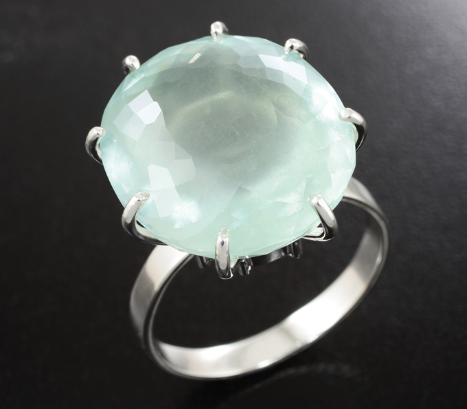 Серебро 925 Кольцо c крупным аквамарином 22,27 карата
