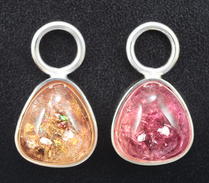 Серебро 925 Подвески для серег с забайкальскими турмалинами 10,98 карата