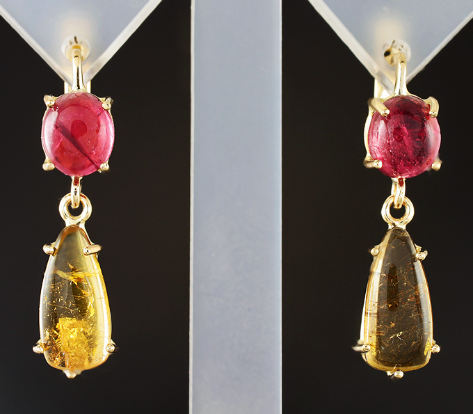 Золото Серьги с турмалинами 7,16 карата