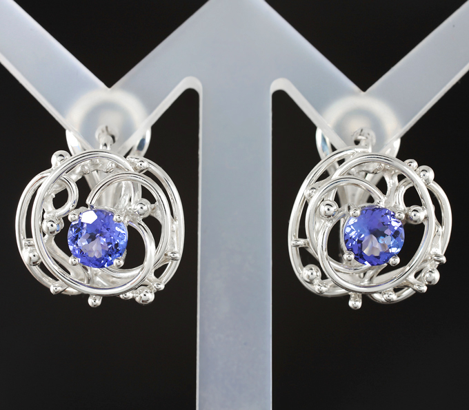 Серебро 925 Серьги с танзанитами 2,05 карата