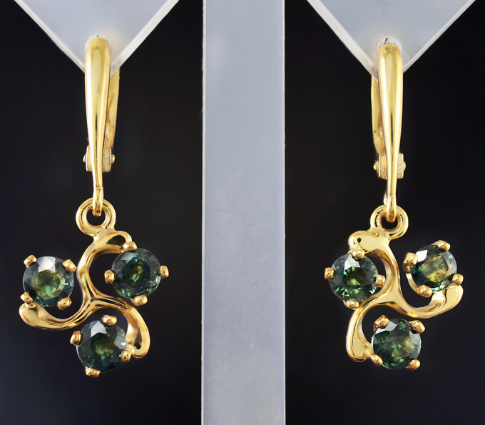 Серебро 925 Серьги с зелеными сапфирами 3,1 карата