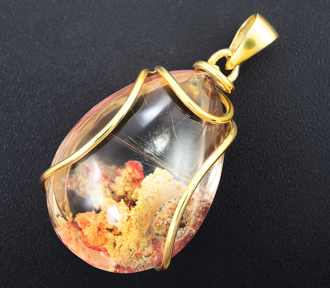 Серебро 925 Кулон с «призрачным» кварцем с рутилом 50,5 карата