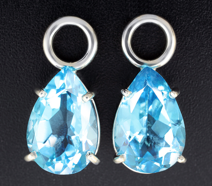 Серебро 925 Подвески для серег с голубыми топазами 13,9 карата