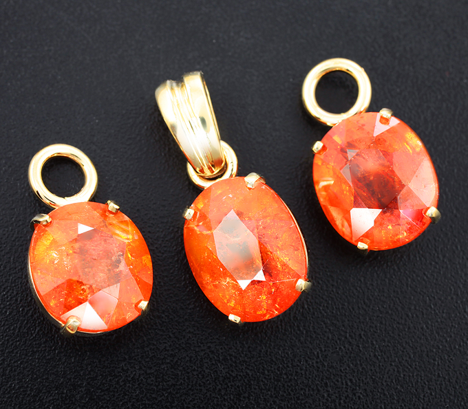 Золото Комплект со спессартинами гранатами 13,74 карата