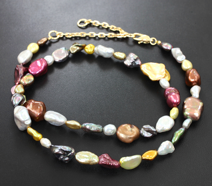 Золото Колье с разноцветным жемчугом 92,49 карата