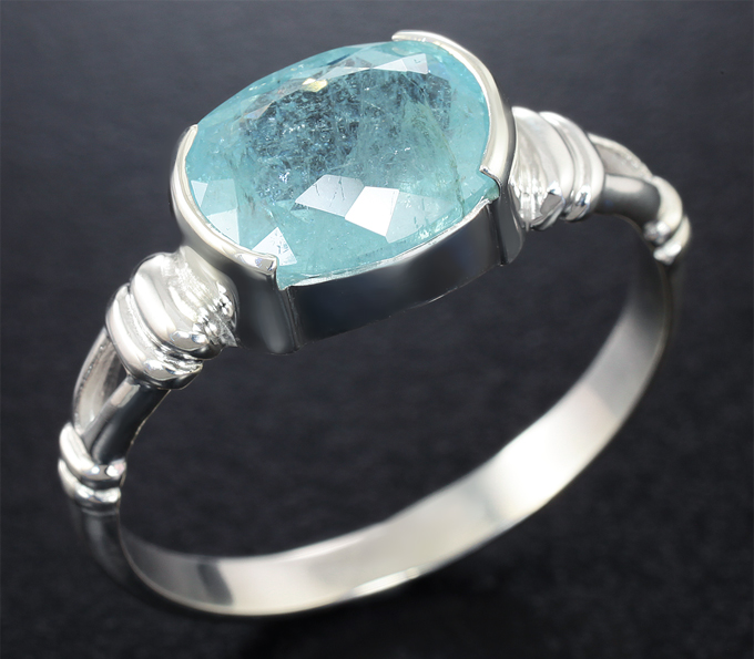 Серебро 925 Кольцо с медьсодержащим параиба турмалином 2,19 карата