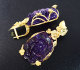 Серьги с резными аметистами 63,25 карата