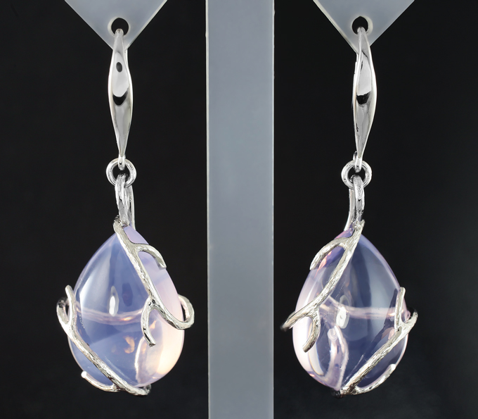 Золото Серьги с лавандовыми аметистами 34,52 карата