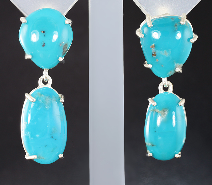 Серебро 925 Серьги с кабошонами армянской бирюзы 19,02 карата