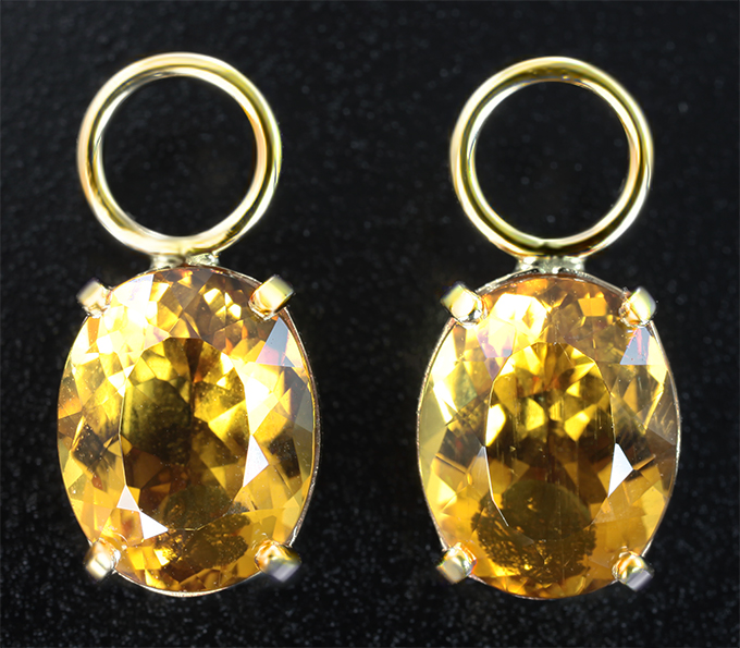 Золото Подвесы для серег с гелиодорами 5,12 карата