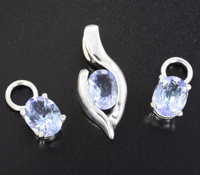Серебро 925 Комплект с танзанитами 5,22 карата